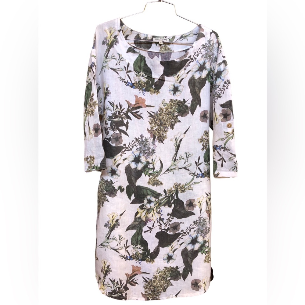 Linen Giulia Dal Piano Casual Floral Dress Size M